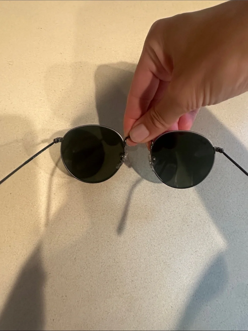 Ray-Ban Round Metal Sunglasses — Silver Frame with Green Lenses